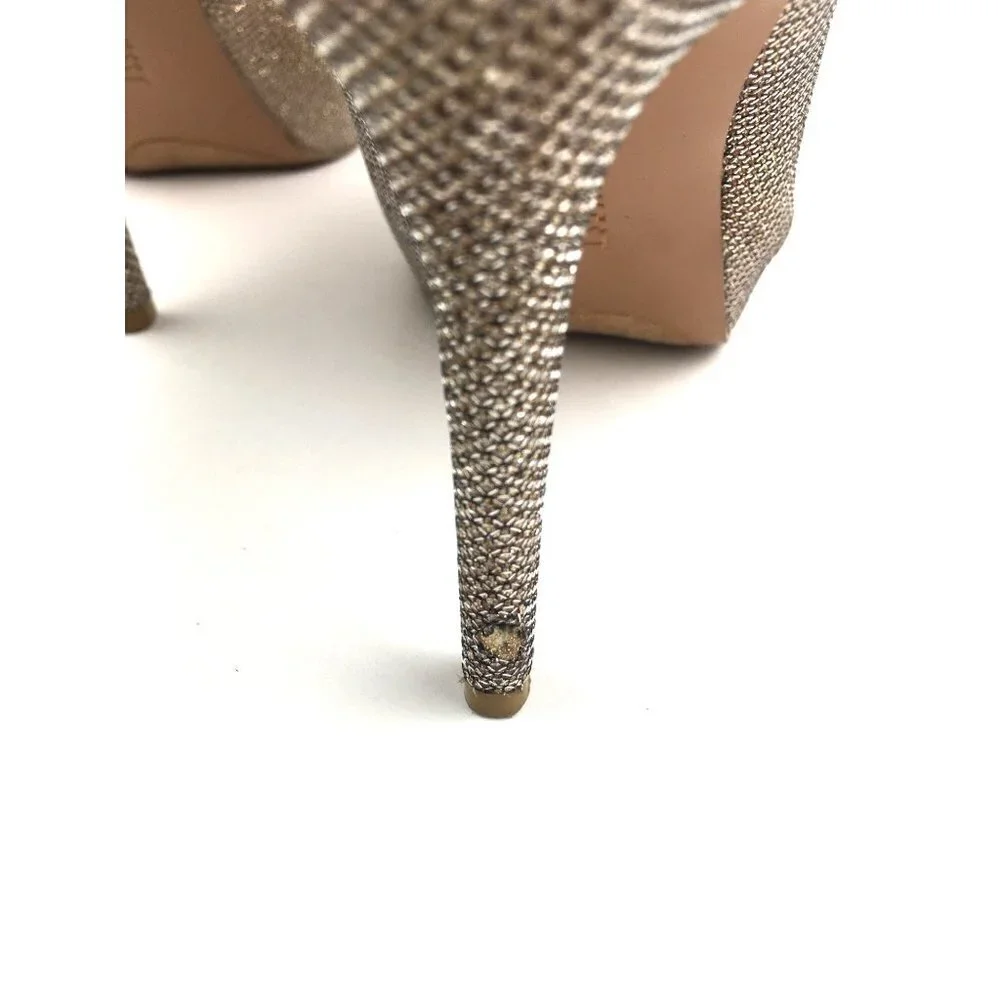 Nine West Gold Metallic Peep Toe Heels Size 7M